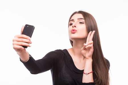 Selfie, Beautiful girl taken pictures of her selfの写真素材