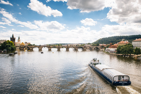 Prague, Czech Republic - 04 July 2016. The summer photo of Charles bridge. Praha, Chezh Republic...