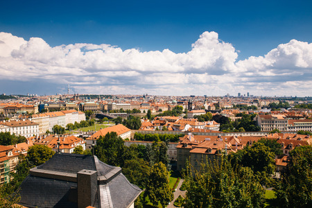 Prague, Czech Republic - 04 July 2016. The summer photo from above of Praha, Chezh Republic capital like a point of travel destination.のeditorial素材