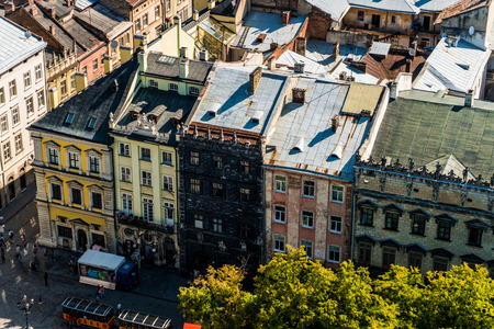 Lviv, Ukraine - 28 July 2016. Lviv old city panorama viewのeditorial素材