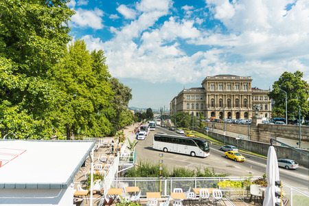 Budapest, Hungary - 15 August 2016. Famous spectacular The Szechenyi Chain Bridgeのeditorial素材