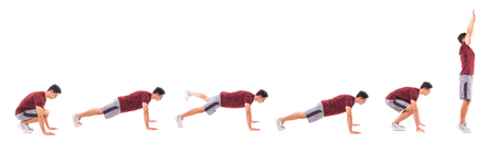 Young man doing sport exercise.