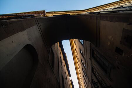 Architecture and landmark at Narrow street in Florence, Tuscany, Italyの写真素材