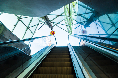 Stairs from underground upward in the cityの写真素材