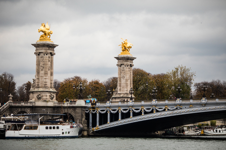 Paris, France - November, 2017. Paris destination Alexandre III Bridge Paris Franceのeditorial素材