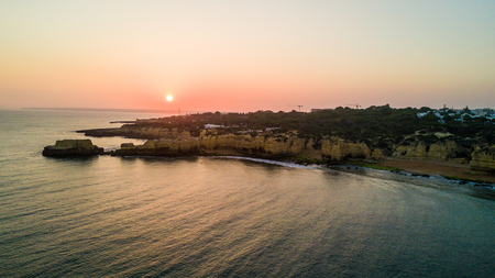 Aerial view of the coast Algarve, Portugal. Concept for above beach of Portugal. Summer vacationsの写真素材