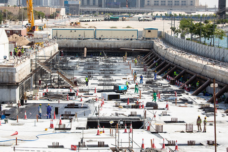 DUBAI, UNITED ARAB EMIRATES - OCTOBER, 2018: construction activity in Dubai downtown in Dubai, UAE. Dubai is the most populous city and emirateのeditorial素材