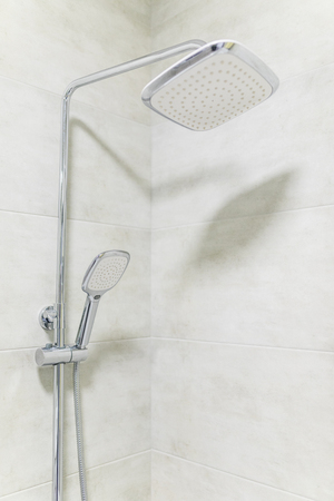 Interior of modern shower head in bathroom at home.Modern design of bathroom.の写真素材