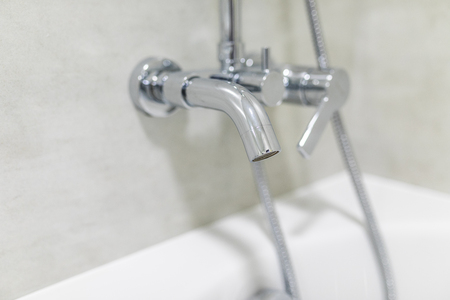 Interior of modern shower head in bathroom at home.Modern design of bathroom.の写真素材