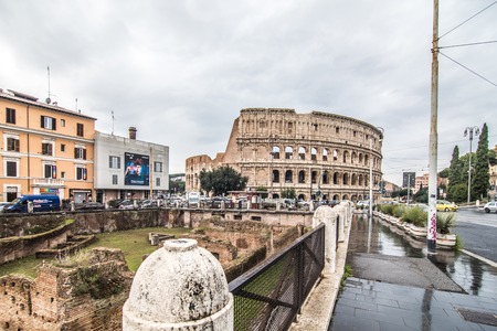 ROME, ITALY- November, 2018: Colloseum in Rome most remarkable landmark of Rome and Italy. Colosseum elliptical amphitheatre in the centre of the city of Rome.のeditorial素材