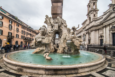 Rome, Italy - November, 2018: Fontana del Moro in Piazza Navonaのeditorial素材