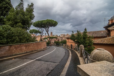 Rome, Italy - November, 2018: View of Il Campidoglio, one of the seven hills in Rome, from the Cordonata the Palazzo Senatorio, where actually the town hallのeditorial素材