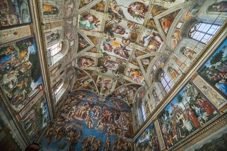 Vatican, Vatican city - November, 2018: Ceiling of the Sistine chapel in the Vatican Museu, Vatican Cityのeditorial素材