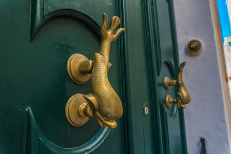 Old doors on the street of Mdina,の写真素材