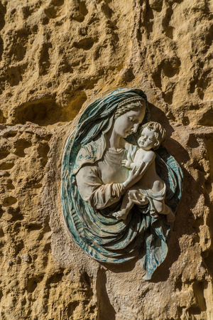 Sing on the Narrow street in the town of Mdina, Malta in sunny dayの写真素材
