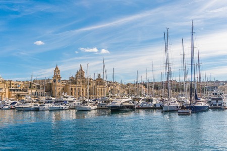View on the harbors of Malta cities from the boat trip.のeditorial素材