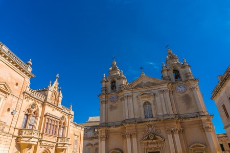 A view of old Mdina street and buildingsのeditorial素材