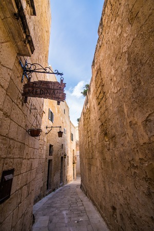 Old picturesque street of Mdina. Maltaのeditorial素材