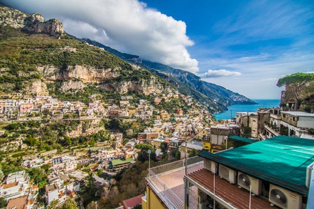 view on Positano on Amalfi coast, Campania, Italyの写真素材