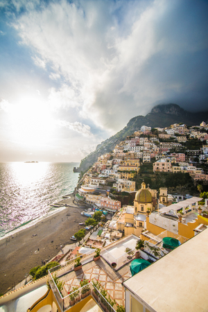 Beautiful panoramic view of Positano, Italyのeditorial素材