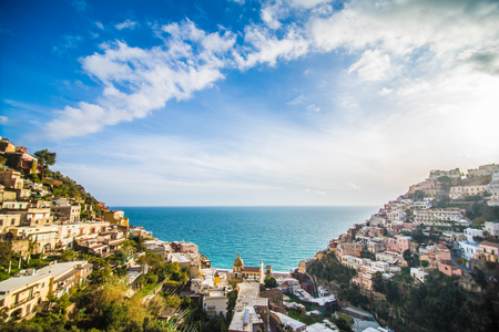 Beautiful panoramic view of Positano, Italyのeditorial素材