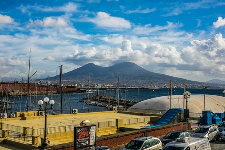 Napoli and mount Vesuvius in the background in a summer day, Italy, Campaniaのeditorial素材