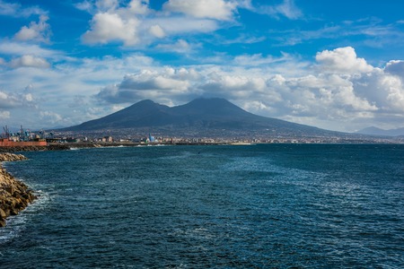 Napoli and mount Vesuvius in the background in a summer day, Italy, Campaniaのeditorial素材