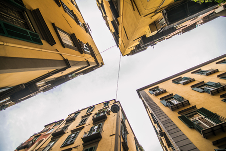 NAPLES, ITALY - November, 2018: Classical romantic small street in the historical center of Naples, Italy.のeditorial素材