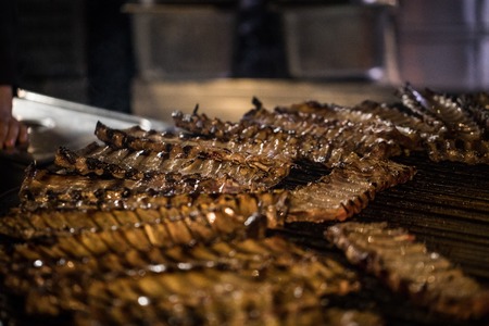 Grilled pork ribs on the grill.の写真素材