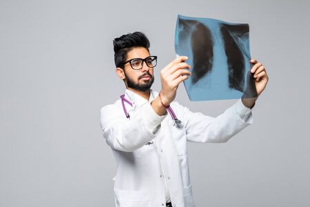 doctor with x-ray on an isolated backgroundの写真素材
