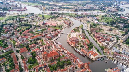 Aerial view of Gdansk. Landscape of Gdansks old city with the Mot awa River.の写真素材