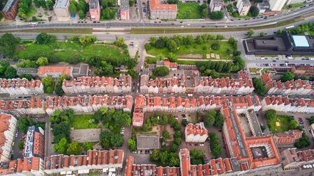 Aerial view of Gdansk. Landscape of Gdansks old city with the Mot awa River.の写真素材