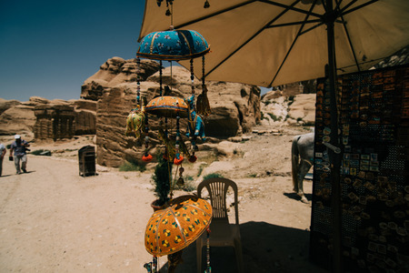Petra, Jordan - May, 2019: Horse Carriange Brings Tourists Into the Treasury