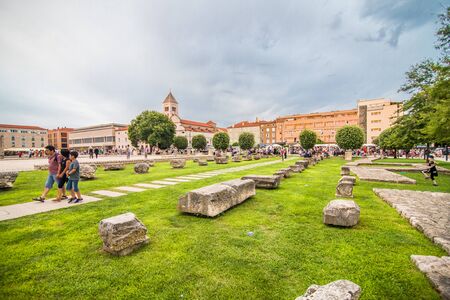 Church of st. Donat, a monumental building from the 9th century in Zadar, Croatiaの写真素材