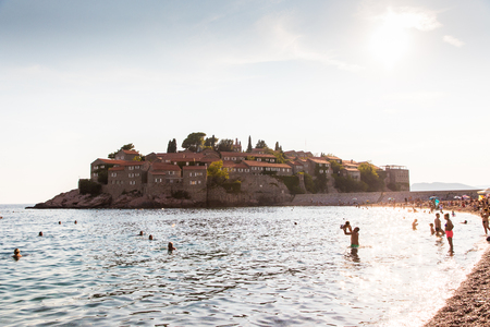 Budva, Montenegro - July, 2019: Sveti Stefan resort island in Montenegroのeditorial素材