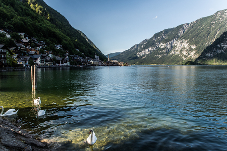 Hallstadt, Austria - July 2019 Hallstatt village Austriaのeditorial素材