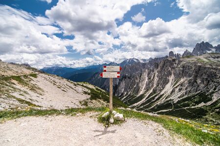 Amazing view from Tre Cime over the Dolomite's mountainの写真素材