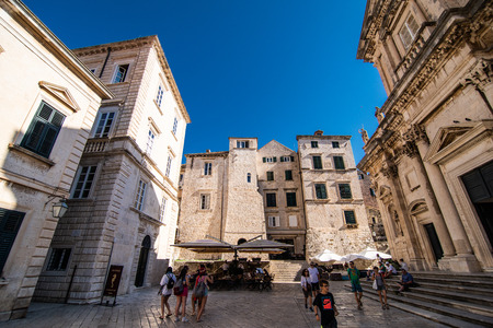 Dubrovnik, Croatia - July, 2019: The Strada is the main shopping street and gathering area in the city of Dubrovnik in Croatia.のeditorial素材