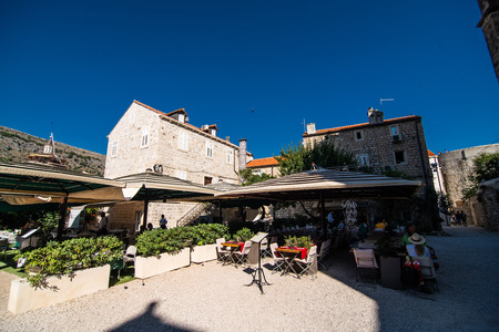 Dubrovnik, Croatia - July, 2019: The Strada is the main shopping street and gathering area in the city of Dubrovnik in Croatia.のeditorial素材