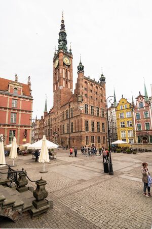 Gdansk, Poland - Juny, 2019. People walking in old city centre at day time