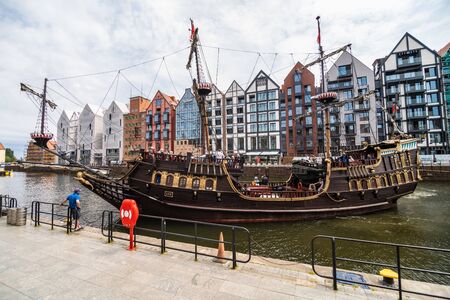Gdansk, Poland - Juny, 2019. The Long Lane in old town of Gdansk. Baroque architecture of the Long...