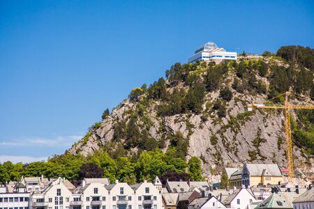 View over Alesund in Norway, Europe. Alesund is noteworthy for its Art Nouveau architecture.の写真素材
