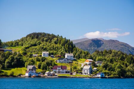 View over Alesund in Norway, Europe. Alesund is noteworthy for its Art Nouveau architecture.の写真素材