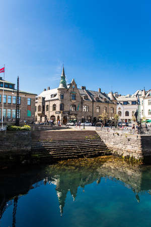 Alesund, Norway - June 2019: Summer view of Alesund port town on the west coast of Norway, at the...