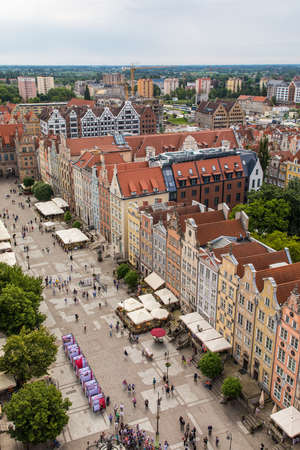 Gdansk, Poland - June, 2019: old buildings and colorful houses in Old Town Stare Miasto in Gdansk,...