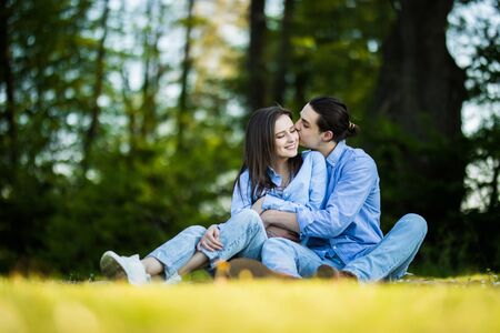 young couple having fun and enjoying the beautiful nature