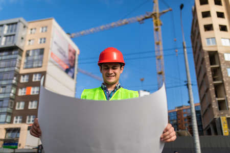 Construction Project business man Architect engineer manager at construction siteの写真素材