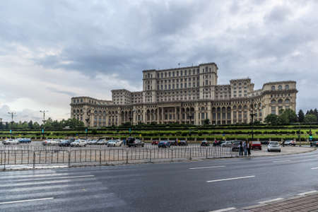 Juny, 2021 - Bucharest, Romania: A frontal view of the House Of Parlament in Bucharest, Romania