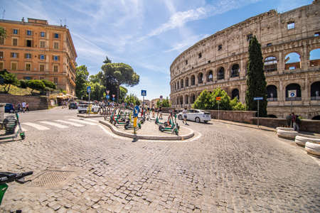 Rome, Italy - Juny, 2021: Colosseum in Rome, Italy. Ancient Roman Colosseum is one of main tourist...
