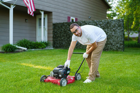 change and check the oil in the motor law mower
